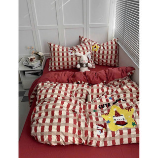 Bộ Chăn Ga Gối Đũi Dệt Lady Cat 4 Món Cao Cấp - Set Mền Ga Giường Cotton Đũi Công Nghệ 5D Hình Mèo Dễ Thương Mùa Hè