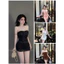 Set Đầm Lưới Cúp Đính Nơ Hot + Chân Váy Nhún 3Lớp Full Tone