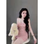 Set Đầm Lưới Cúp Đính Nơ Hot + Chân Váy Nhún 3Lớp Full Tone