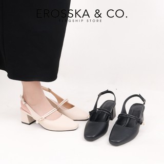 Erosska - Giày cao gót nữ quai ngang đính hạt ngọc kiểu dáng thanh lịch cao 6cm màu kem - EL045