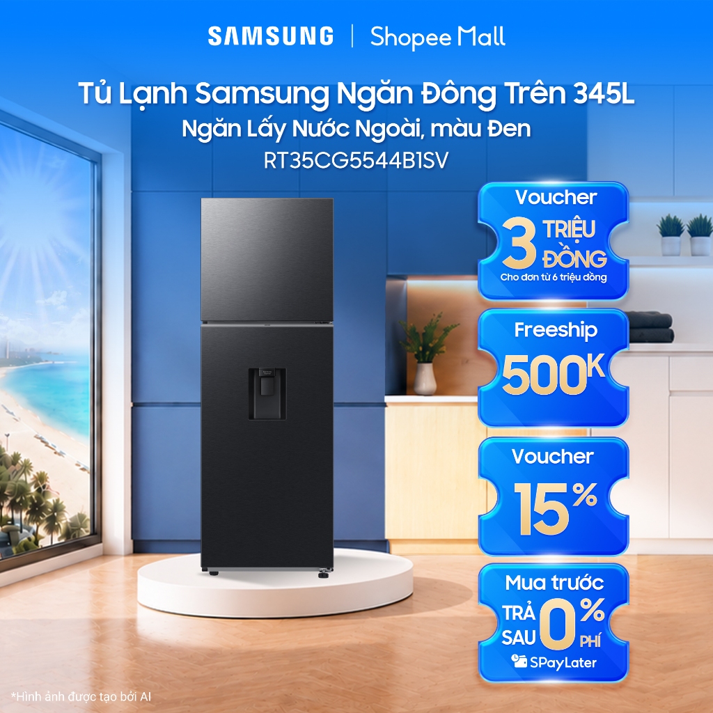 Tủ Lạnh Samsung Ngăn Đông Trên 345L RT35CG5544B1SV - Ngăn Lấy Nước Ngoài, màu Đen