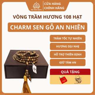 Chuỗi Tràng 108 Hạt Trầm Hương Mix Charm Sen Gỗ - Mộc Trầm Hương MTH