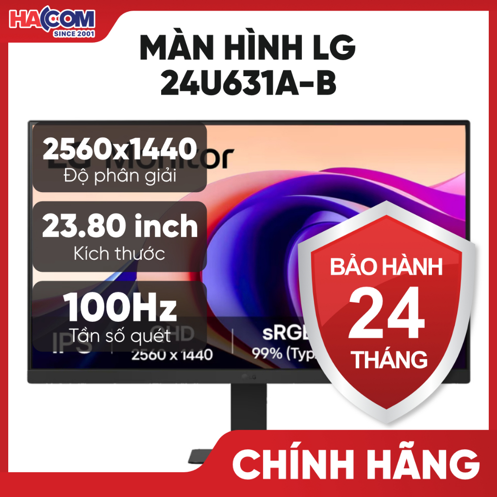 Màn Hình LG 24U631A-B (23.8 inch/QHD/IPS/100Hz/5ms/USB-C 15W) - BH 24 Tháng HACOM PC | BigBuy360 - bigbuy360.vn