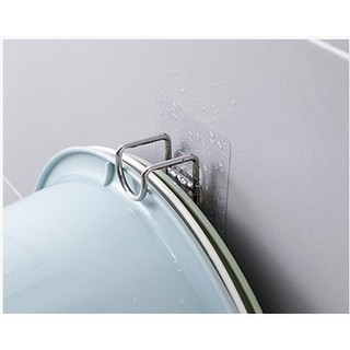Móc Treo Thau Chậu Nhà Tắm INOX Dán Tường - Giá Treo Chậu Rửa Mặt, Nắp Nồi Không Cần Khoan