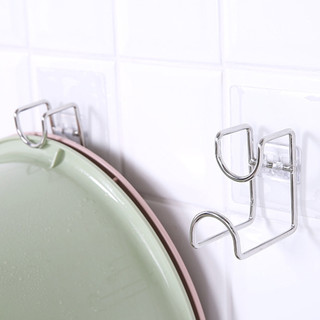 Móc Treo Thau Chậu Nhà Tắm INOX Dán Tường - Giá Treo Chậu Rửa Mặt, Nắp Nồi Không Cần Khoan