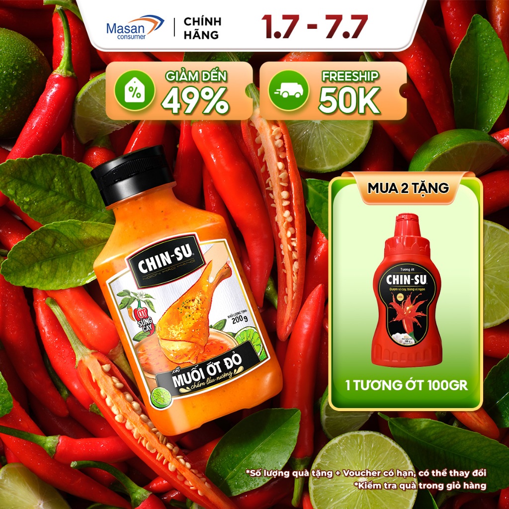 Chai Xốt Muối Ớt Chin-Su Đỏ Chai X 200Gr