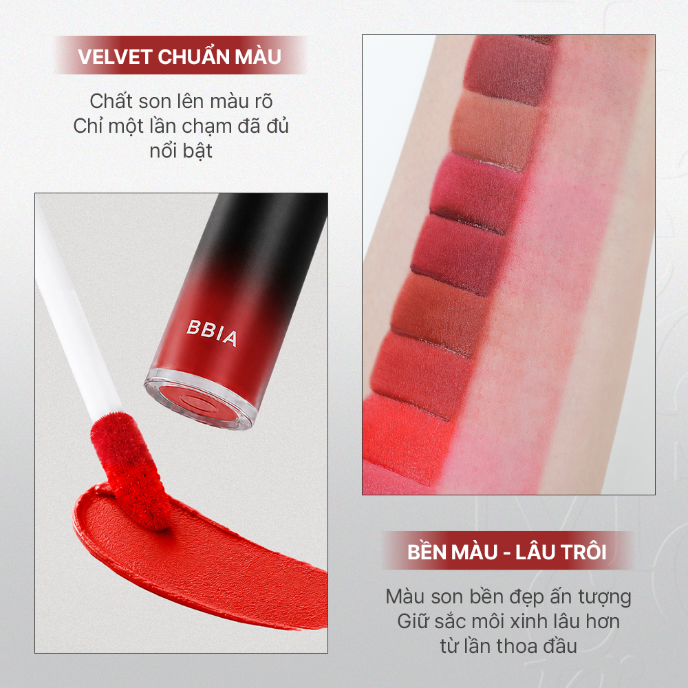 [RENEW] Son kem lì bền màu, mịn như nhung BBIA Last Velvet Lip Tint 5g