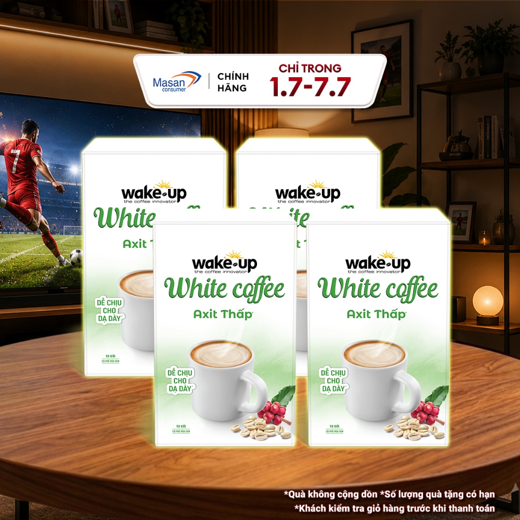 Combo 4 Cà phê hòa tan Wake up White Coffee hộp x 18stick x 18gr