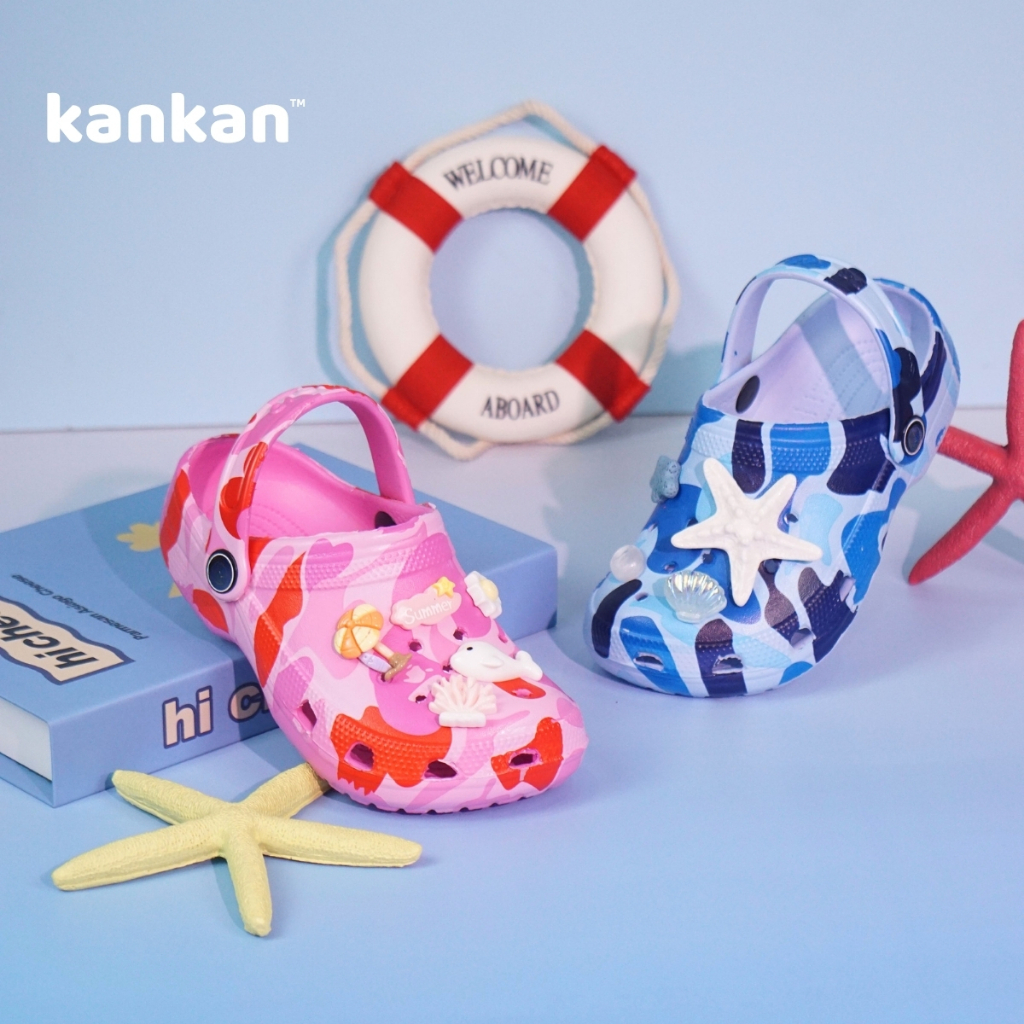 Sục Cho Bé Gái KanKanStore Dép Sục Trẻ Em Có Quai Họa Tiết Loang Sao Biển KA148