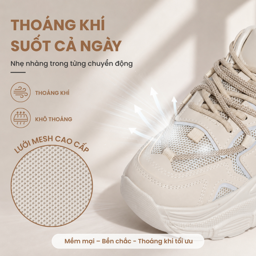 Giày thể thao nữ TOKYOLIFE đế cao 6.5 cm siêu êm chân phong cách thời trang dễ phối đồ 40004372