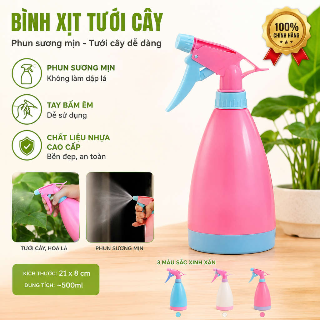 BÌNH TƯỚI CÂY ÁP SUẤT  – TƯỚI MÁT TỰ NHIÊN, LAN TỎA NIỀM VUI XANH 500 ML 70025