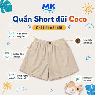 Quần Short Đũi Bé Trai Coco MK Kids Form ngắn - Lưng Thun Mùa Hè Mềm Mát Thoáng Khí 2-10 Tuổi