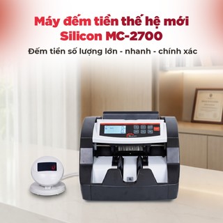 Máy đếm tiền mini thế hệ mới SILICON MC-2700 - Màn Led kéo dài - Đếm siêu nhanh chính xác