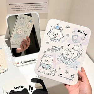 Gương Cầm Tay Bọc Da PU Cao Cấp Capybara Mèo Xì Cún Xanh Gương Soi Trang Điểm Size Lớn Mun Store GUONGMEO35