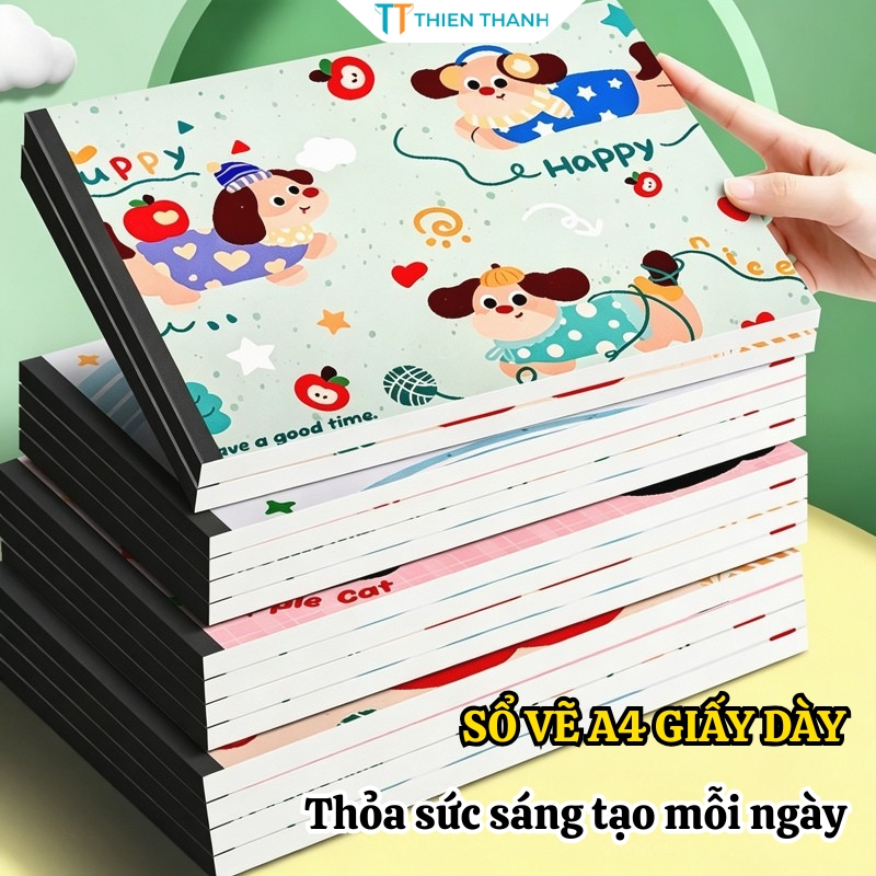 Vở Vẽ A4 Giấy Dày 30 Tờ - Sổ Vẽ Tranh Sketchbook Mỹ Thuật Phác Thảo Cho Bé Học Sinh