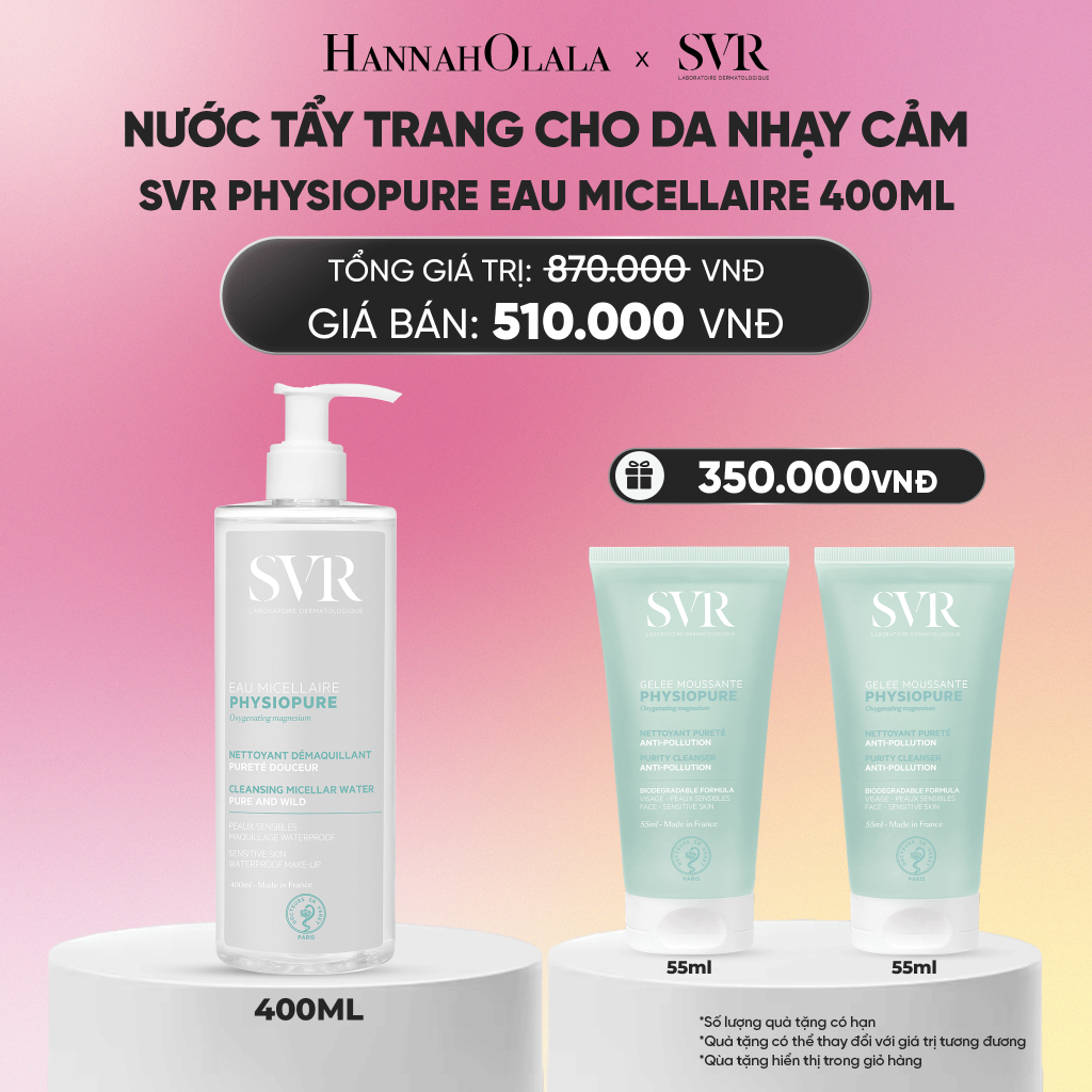 [HANNAH OLALA x SVR] Nước tẩy trang cho da nhạy cảm SVR Physiopure Eau Micellaire 400ML