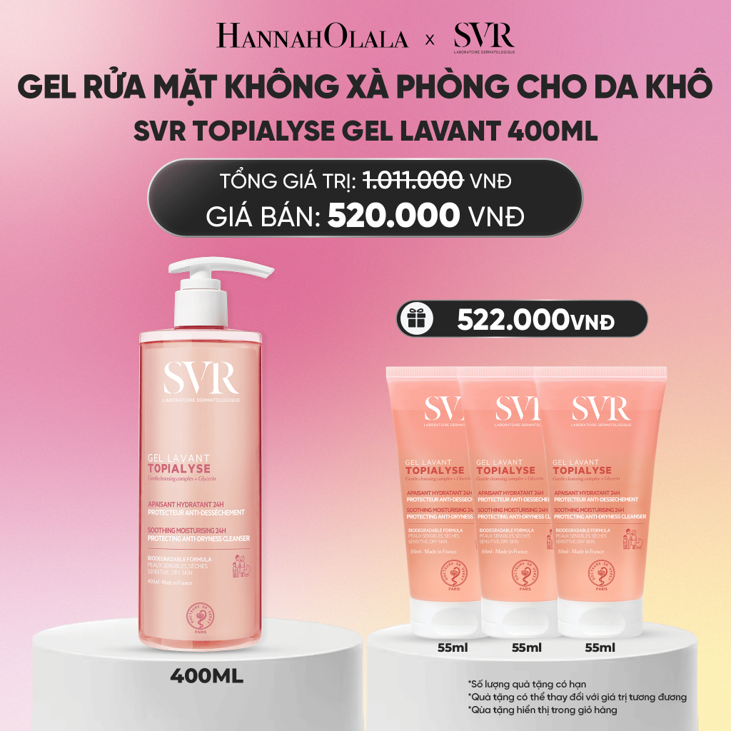 [HANNAH OLALA X SVR] Gel rửa mặt không xà phòng cho da khô, nhạy cảm SVR Topialyse Gel Lavant 400ml
