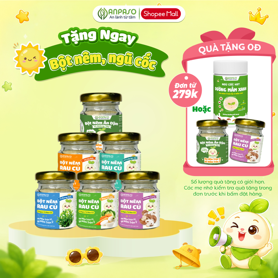 Hạt Nêm Rau củ cho bé Anpaso - Gia Vị Cho bé không bổ sung muối và đường tinh luyện.