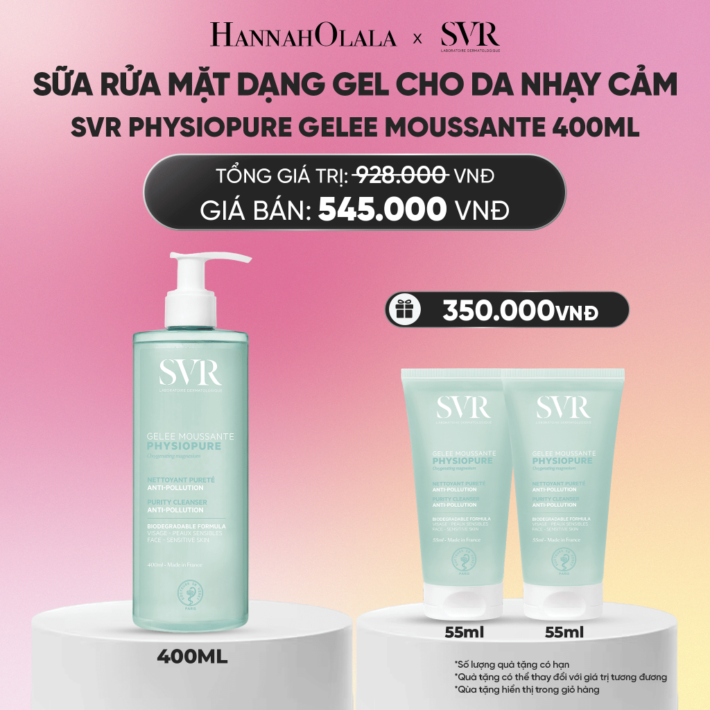 [HANNAH OLALA X SVR] Sữa rửa mặt dạng gel cho da nhạy cảm SVR Physiopure Gelee Moussante 400ml