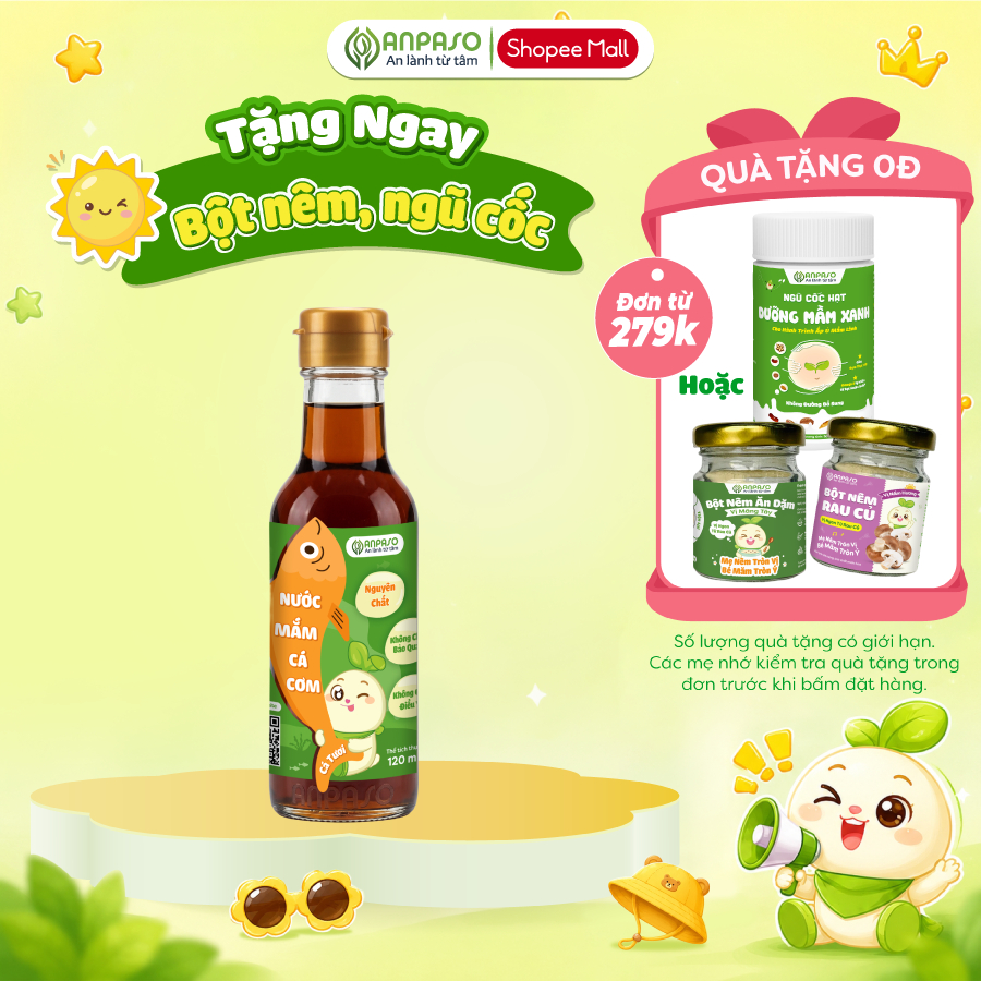 Nước Mắm Ăn Dặm Cho Bé Anpaso 120ml - Nước mắm nguyên chất 40 độ Đạm
