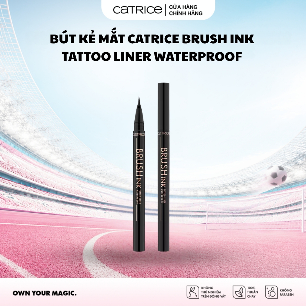 Bút kẻ mắt Catrice Brush Ink Tattoo Liner Waterproof màu sắc nét đầu kẻ mềm mại 010 Black Waterproof