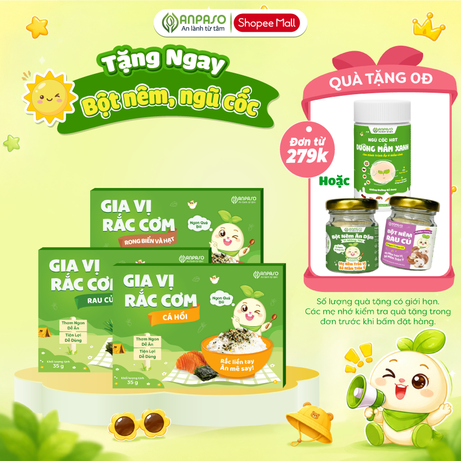 Gia Vị Rắc Cơm Cho Bé Anpaso - Rong Biển Trộn Cơm Vị Cá Hồi, Rong Biển, Rau Củ