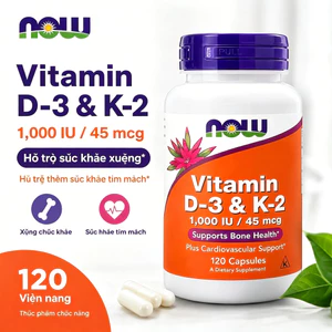 NOW D3 K2 Viên Vitamin Hỗ Trợ Xương Khớp Tim Mạch 120 Viên Hạn Sử Đến Năm 2028