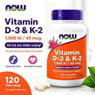 NOW D3 K2  Viên Vitamin Hỗ Trợ Xương Khớp Tim Mạch 120 Viên Hạn Sử Đến Năm 2028