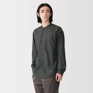 [26AW] MUJI Áo Sơ Mi Nam Vải Lyocell Cổ Trụ Tay Dài