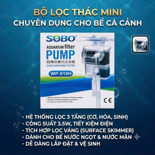 Lọc Thác Sobo Wp 518h cho bể cá mini 3,5w (Có lọc váng) Sale