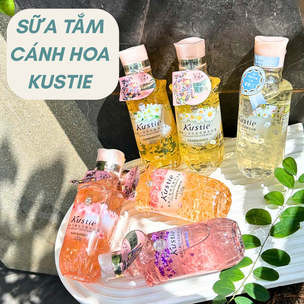 Sữa Tắm Dạng Gel KUSTIE Cánh Hoa Tự Nhiên 220ml – Hương Thơm Dịu Nhẹ