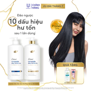 Combo Dầu Gội, Kem Xả Dove Ceramide Phục hồi hư tổn/Biotin Ngăn gãy rụng tóc mới 600G