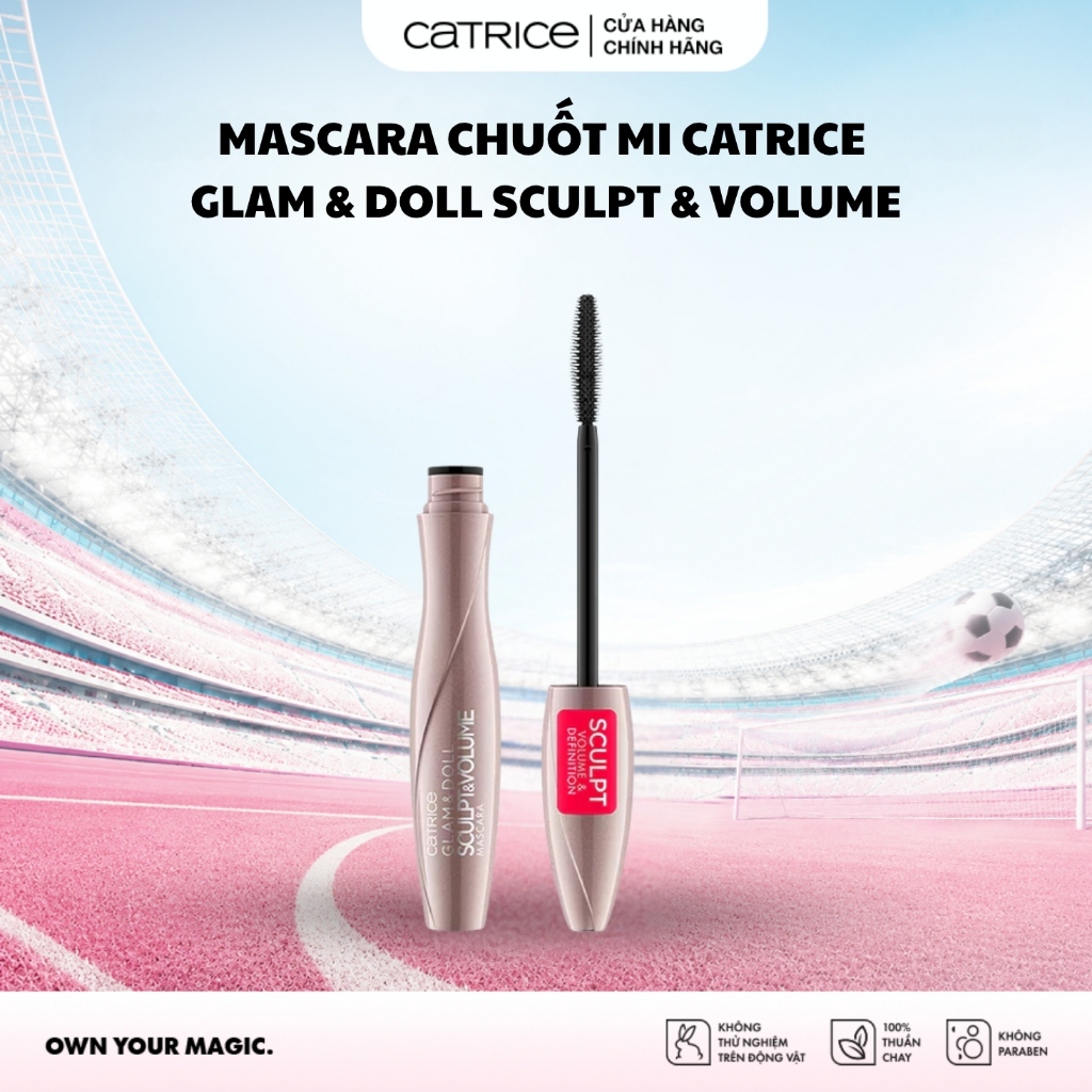 Mascara chuốt mi Catrice Glam & Doll Sculpt & Volume Mascara 010 Black làm dày và cong mi 9,5ml