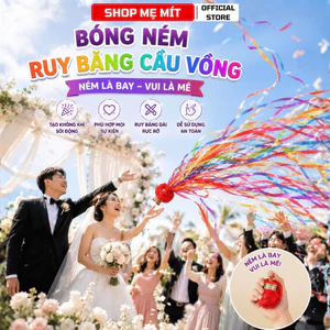 COMBO10 Quả Bóng Ném Ruy Băng Cầu Vồng Đồ Chơi Trang Trí Tiệc Tùng Đám Cưới Phụ Kiện Sinh Nhật