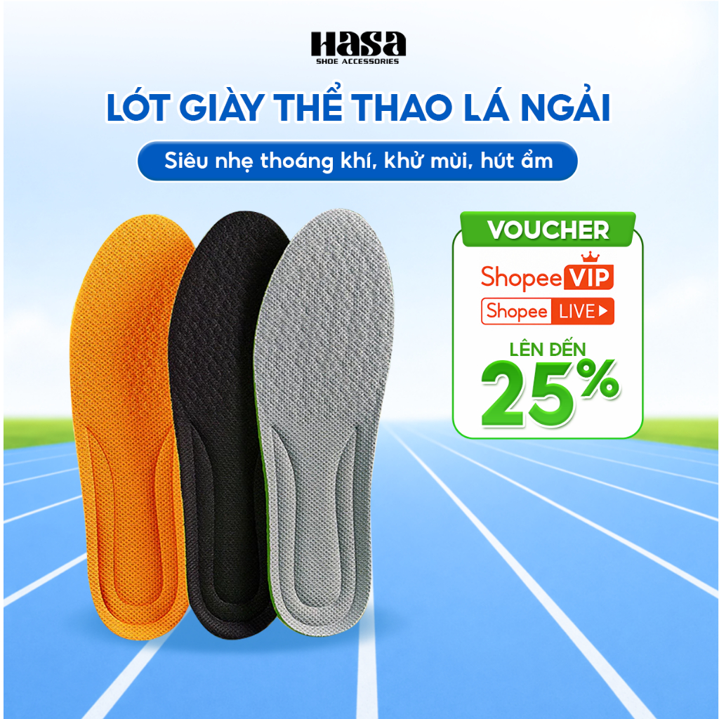 Lót giày thể thao êm chân lá ngải siêu nhẹ thoáng khí, khử mùi, hút ẩm LGTT25
