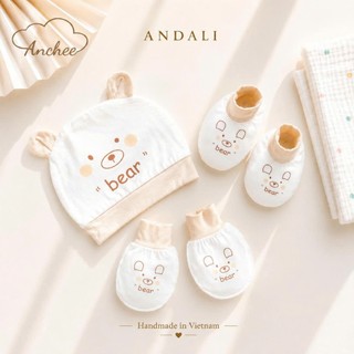 Set mũ bao tay bao chân sơ sinh cotton peptit cao cấp – Bộ mũ sơ sinh mềm mịn, chống xước, thấm hút tốt cho bé