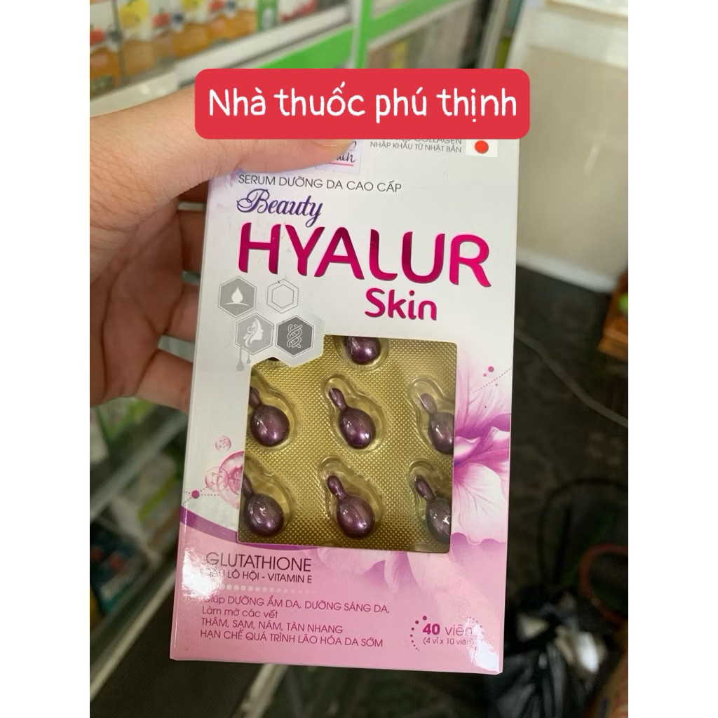 ✅(chính hãng)viên bôi Hyalur skin giúp trắng da,mờ sạm,nám, mịn da (hộp 40 viên)
