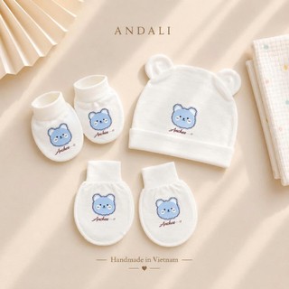 Set Mũ Bao Tay Bao Chân Sơ Sinh Chất Peptit Cao Cấp Anchee | Mềm Mại, Kháng Khuẩn, An Toàn Cho Bé 0–6 Tháng
