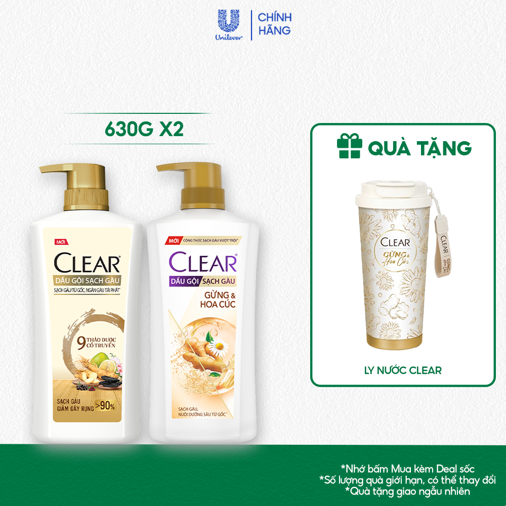 [LS] Combo 2 Dầu Gội Clear Thảo Dược Nuôi Dưỡng Da Đầu Từ Gốc, Sạch Gàu Và Giảm Gãy Rụng 630g
