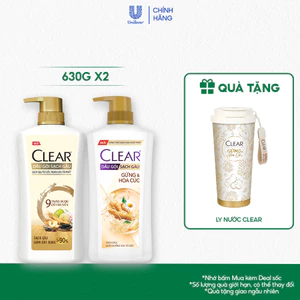 Combo 2 Dầu Gội Clear Thảo Dược Nuôi Dưỡng Da Đầu Từ Gốc, Sạch Gàu Và Giảm Gãy Rụng 630g