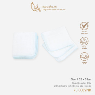 NBAn (25 x 28cm) Set 10 khăn gạc sữa cotton 4 lớp cao cấp mềm mại, thấm hút tốt an toàn cho da bé, khăn tắm cotton