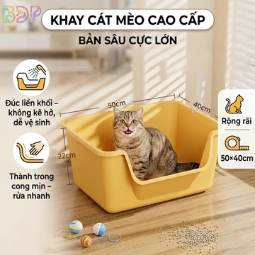 Hộp đựng cát vệ sinh cho mèo cỡ lớn, sâu hơn và dày hơn, hộp đựng cát vệ sinh cho mèo bán kín MXP0092