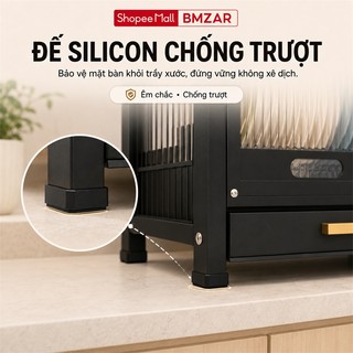 Tủ bếp đa năng Có ngăn kéo và khay thoát nước Tủ đựng chén bát thép 2 tầng Kệ để bát đĩa Dung lượng lớn cao cấp