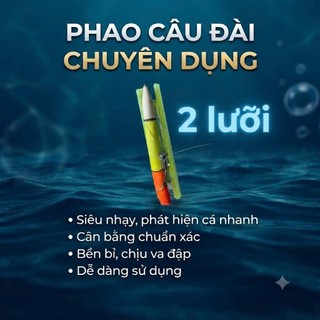 Phao mút+ dây cước + 2 lưỡi + chí + chặn hạt câu cá