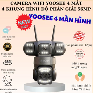 Camera WIFI YOOSEE 4 mắt 4 khung hình độ phân giải siêu nét chất Lượng Cao, Xoay 360 Độ, Chống Nước