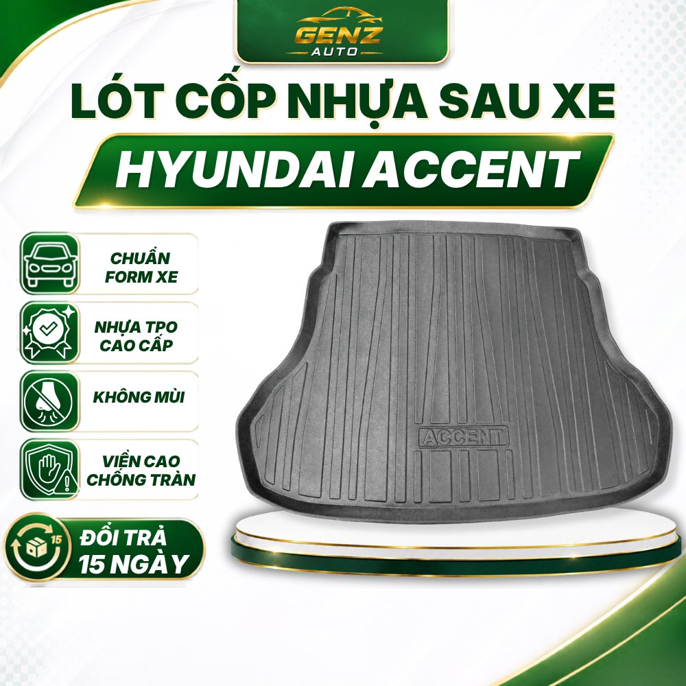 Lót cốp Hyundai Accent 2024 - Nay - Nhựa dẻo TPO Không mùi, Chuẩn khít form xe, Chống thấm nước