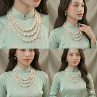 [ DAISYN ] N734  chuỗi hạt ngọc trai mang áo dài 3 sợi ngọc trai nhân tạo sang trọng cho nữ