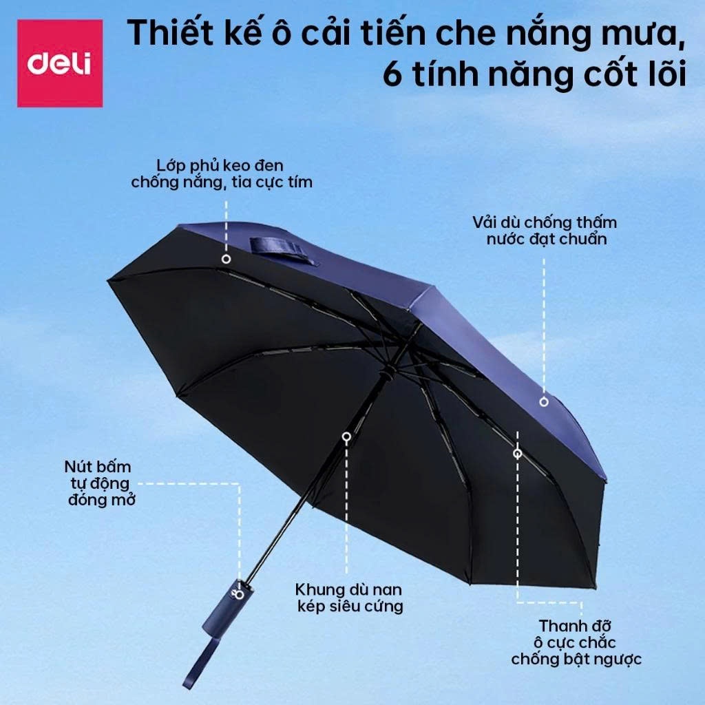 Ô Dù Che Mưa Nắng Tự Động Nan Thép 3 Cao Cấp AGNITE Nhiều Size Nhiều Phiên Bản Gấp Gọn Chống UV