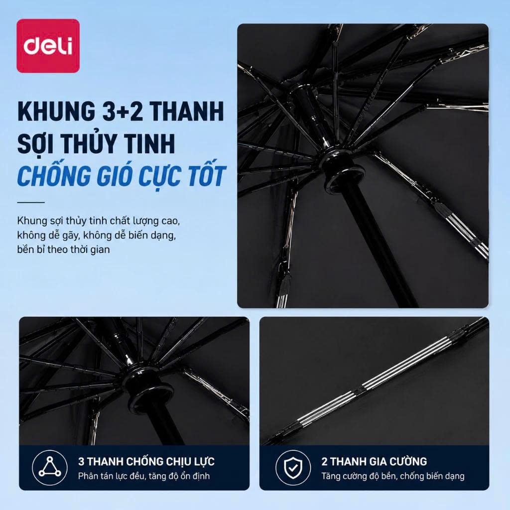 Ô Dù Che Mưa Nắng Tự Động Nan Thép 3 Cao Cấp AGNITE Nhiều Size Nhiều Phiên Bản Gấp Gọn Chống UV