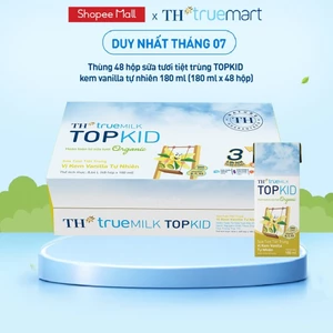 Thùng 48 hộp sữa tươi tiệt trùng TOPKID kem vanilla tự nhiên TH True Milk 180ml